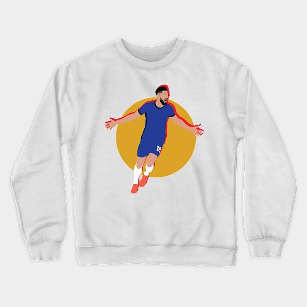 Olivier Giroud Chelsea Champions of Europe 2021 Collage Crewneck Sweatshirt by Jackshun